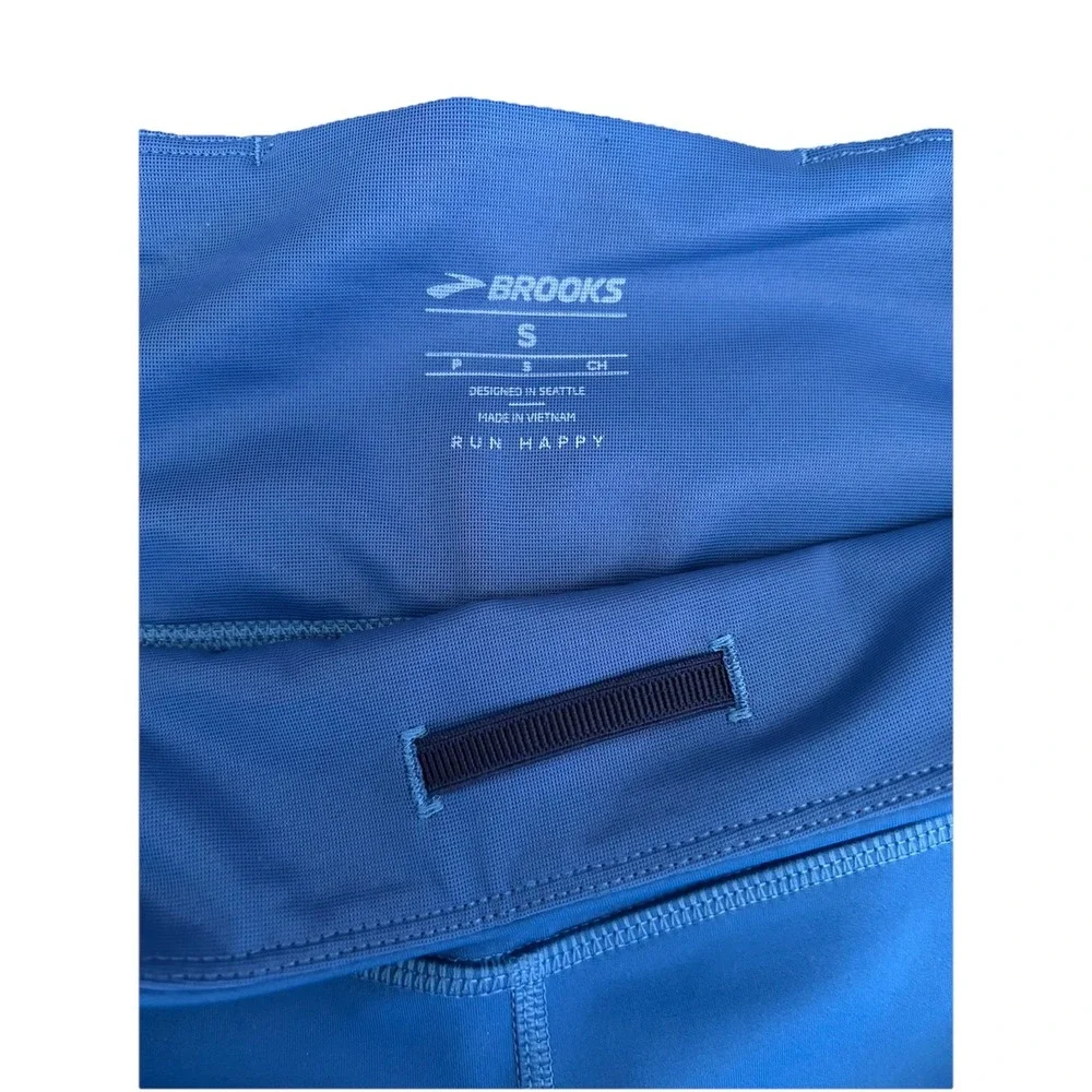 Brooks Women's Method 3/4 Running Tights Blue Ash Phone Pockets Stretch Sz S NWT